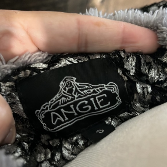 Angie Sherpa Oversized Hoodie Sweatshirt Black and Silver Size Small - Picture 2 of 4